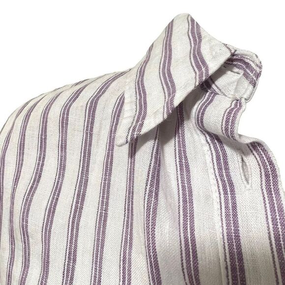 Lauren Ralph Lauren New XSmall White & Lavender Striped Short Sleeve Blouse - Picture 5 of 13